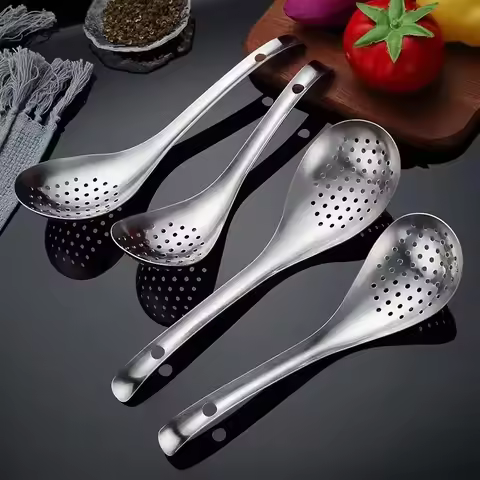 Stainless Steel Strainer Spoon Kitchen Colander Spoon Spoon Filter Strainer Food ScoopPerforated Ski