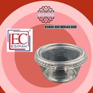 Round Container (100pcs) EC E622C  - 2oz / Disposable Plastic PET Food Container / Bekas Sos Cheese