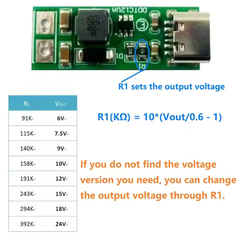 DC DC Boost Step-up Converter PWM PFM Voltage Regulator Module 9W mini Type-C USB DC 5V to 6V 9V 12V
