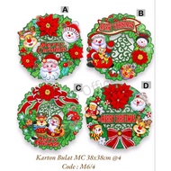 GANTUNGAN Round MC Cardboard 38x38cm P11/7 M6/4 - Merry Christmas Cardboard Hanger - Christmas Cardb