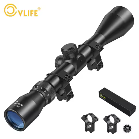 CVLIFE Rifle Scope 3X-9X Magnification Adjustment 40MM Full Multi-coated Blue Lens 2x Mounts For 11M