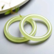 High-Quality High Ice Afghan Jade Cyan Color Round Bar Bracelet Ice Transparent Afghan Jade Cyan Whi