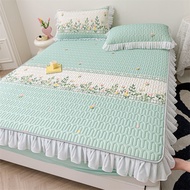 2024New Lace Latex Summer Mat Lace Fresh Fitted Sheet Summer Cool Feeling Soft Skin Mattress Cover Elastic Band Single/Super Single/Queen/King/Super king Size Pillowcase Bedding