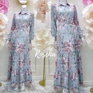 🎉NEW ARRIVAL🎉 DRESS ROSCHA DRESS LABUH MUSLIMAH TANGAN PANJANG CORAK BUNGA ANNUAL DINNER (CODE:DBC)
