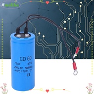 MOLIHA CD60 Capacitor, 250V AC 75uf AC Motor Capacitor, Durable Round Shape Wire Lead Running Capaci