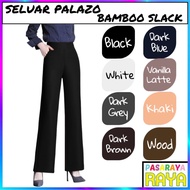 KGT Bamboo Slack Seluar Palazo Plus Size L-8XL Perempuan Ladies Formal Slack Pants Seluar Getah Pala
