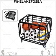 Foldable Basketball Storage Ball Cart Mobile Ball Trolleys Portable Storage for Football and Volleyb