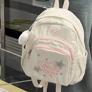 Ransel Corduroy Tas Ransel Mini Y2k Putih Korduroi Tas Sekolah Kecil Korea Lucu Tas Travelling Wanit