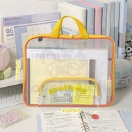 Mesh Double-zipper Book Storage Bag Portable Hanging Organizer For A4 Papers Documents Beg Plastik
