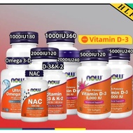 Now Foods, Vitamin D-3 1000 IU / 2000 IU / 5000 IU / 120 | 240 | 360 Softgels ( Vitamin D3&K2 Omega 