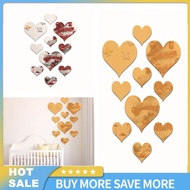 10Pcs 3D Loving Heart Shape Mirror Wall Sticker