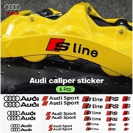 6 pcs pelekat tahan panas pelekat vinil hiasan roda untuk Audi S A3 A5 A6 A1 A2 A4 A7 A8 Q1 Q2 Q3 Q4