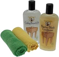 Howard Chopping Board Oil & Howard Butcher Block Conditioner (355ml) with Wipes for Use on Butcher B