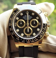 [11.2021] Rolex Daytona 116518LN / 116518G / 116518 Diamond Black Dial in Yellow Gold on Oysterflex 