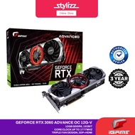 COLORFUL iGame GeForce RTX 3060 Advanced OC 12G-V LHR GRAPHIC CARD - 12GB GDDR6, 3 FAN, ONE-KEY OVER