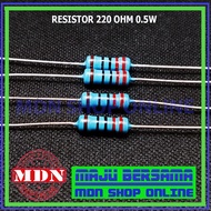 220 Ohm 0.5W Resistor 5 linebiru - 220 ohm resistor 1/ 2 half watt price per 10 pcs