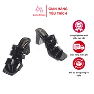 LUME Women's H-shaped High Heels in Black Shiny Leather, 5cm, 7cm High, Anti-Slip, Foot-hugging Form
