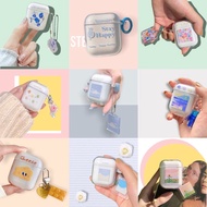 (V1) A4S117 AirPods case With Clear Rubber Screen + Key Chain For (i9s I11 12) Gen1 2 Pro 3 Earphone