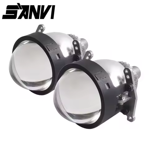 Sanvi H9 3 Inch Bi LED Projector Len Headlight 12V 124W 5500K Angel Eye Shrouds For H4 H7 9005 9006 