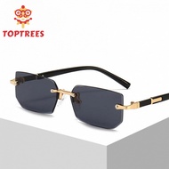 Rimless Square Sunglasses Shades Aesthetic For Men Original UV Protection Outdoor Polarized Eye Prot