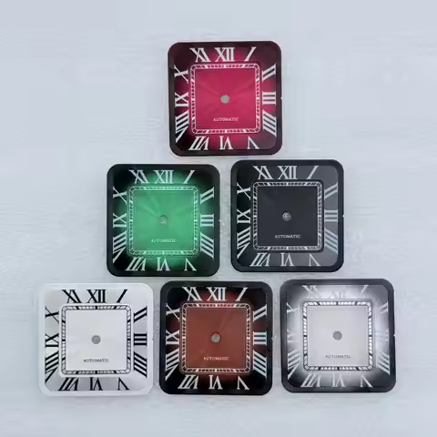 27mm No Logo Square Watch Dial Wave Radial Embossed Roman For Seiko Santos Cartier NH35/38 Automatic