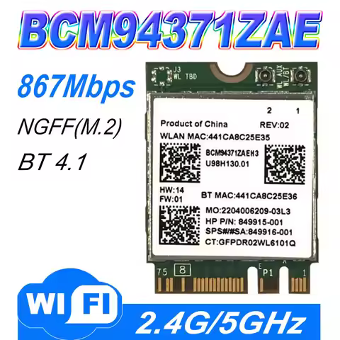 Broadcom BCM94371ZAE BCM94371 BCM4371 802.11 AC NGFF M2 867Mbps WiFi & Bluetooth 4.1 Combo SPS 84354