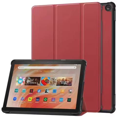 Tri-Fold Case for Kindle Fire HD10 2023 with Auto Wake Sleep Shockproof Faux Leather Cover for Amazo