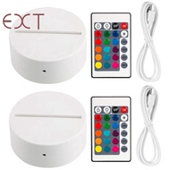 【hzhaiyaa2.my】2 Pack 3D Night LED Light Lamp Base + Remote Control + USB Cable, 16 Colors Light Show