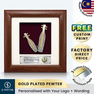 (JS Pewter) Sape Gold Plated Pewter | 7" x 7" Solid Frame | Souvenir Alat Muzik Tradisional Seni Mal
