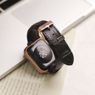 Smooth black crocodile embossed cowhide strap for Apple Watch, smart watches, mechanical watches
