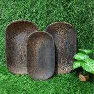 Piring Lodor Kayu Aren Aestetik Piring Saji Tempat Mangkok Sambal Aren Asli Berkualitas Serbaguna Pu