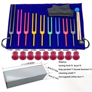 TEMU 9pcs Colorful Tuning Fork Set At Frequencies 174, 285, 396, 417, 528, 639, 741, 852, And 963 Hz