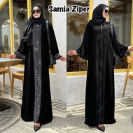 Black Abaya Zipper Samia Abaya Dubai Turkey Gamis Saudi Muslimah Clothes Abaya Abaya Dubai Abaya Dre
