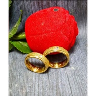 Cincin Couple Tunangan Nikah Kawin  Gold Titanium Lapis Emas  Anti Karat FREE BOX