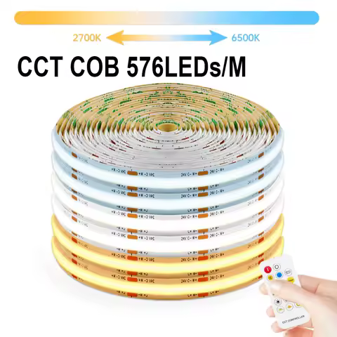 Dimmable LED Strip Lights CCT COB Dual White 3000K-6500k Adjustable LED Light Diode Tape for Home De