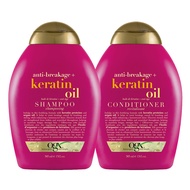 OGX Anti-Breakage + Keratin Oil Fortifying Anti-Frizz Conditioner and Shampoo for Damaged Hair and S