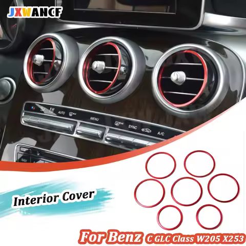 JXWANCF ABS Material Air Conditioning Vent Decorative Ring 7 PCS For Mercedes Benz C GLC Class W205 