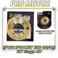 ZFORE HEAVY DUTY RXZ135 SPROCKET CHROME GOLD SIZE 428-14T 15T 32T to 42T 132L RK AJI RACING ORING SS