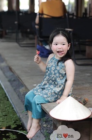 (Tặng bờm)Sét bộ áo yếm hoa nhí+quần ống xuông cho bé gái siêu xinh từ 8-30kg annakids