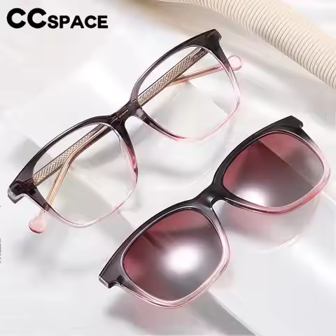 CCspace Magnetic Clip On Eyeglass Frames Gradient Colored Eyeglass Frame Anti Blue Light Spectacles 