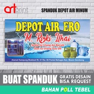 Banner DEPOT AIR MINUM  - SPANDUK ISI ULANG AIR GALON -  Cetak Desain Sesuai Requet, Bahan Tebal spa