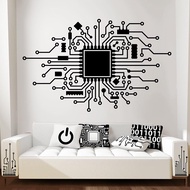 Cpu IT Digital Music Producer Hacker Gamer Wall Decal Computer Technology Circuit Board Wall Sticker