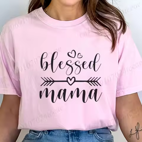 Funny Mom Life Design Graphic T Shirts Women Blessed Mama Mom Quotes Streetwear Tee Shirt Short Slee