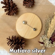 bros tuspin pin peniti premium mutiara untuk hijab jilbab korea murah - mutiara silver
