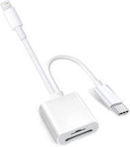 Apple USB-C & Lightning to SD & TF Card Reader for iPhone 15/14/ 13/12/ 11/ XS/XR/X/8 7 6 5, MacBook