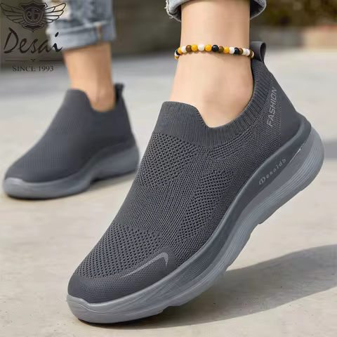Desai Men's 2026 Slip-on Sneakers Knitted Sock Shoes Breathable Comfortable Sporty Walking Shoes for