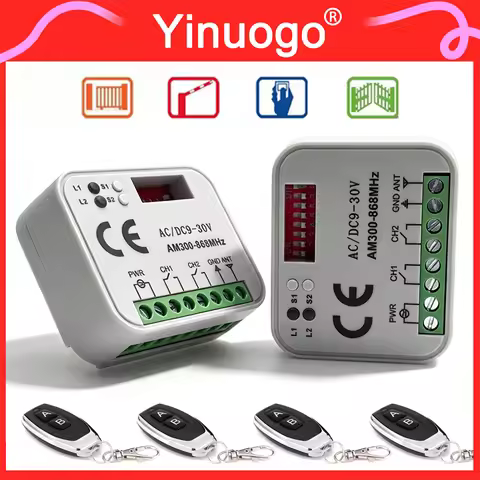RX-MULTI Garage Door Receiver Controller AC/DC 9-30V For 300-868MHz Garage Door Remote Control Gate 