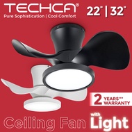 TECHCA Ceiling Fan With Light 22" 32" DC Motor Kipas Siling Modern Designer Minimalist Ceiling Fan W