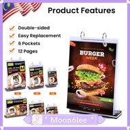 Menu stand Acrylic T Shape Menu Paper Display Stand A4 A5 A6 Flip Menu Stand with 6 Pocket Display T