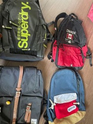 各式後背包（Superdry, Roots, Herschel, Outdoor)